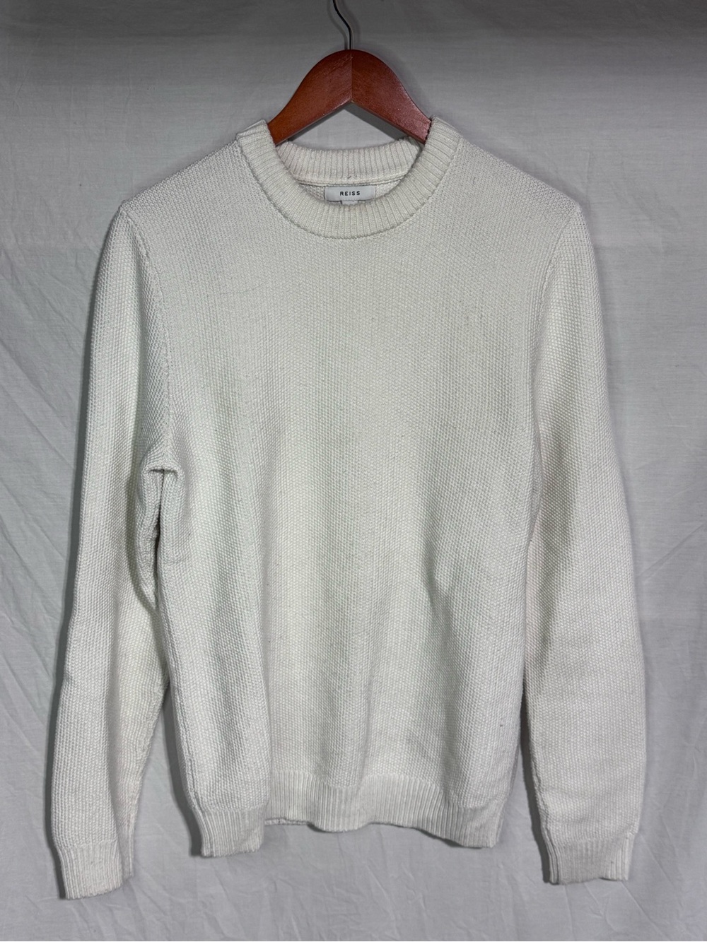 Reiss Men's Off-White Crewneck Knit Sweater